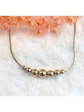 Minimalist Bead Size Order Gold Toned Cobra Chainlink Vintage Necklace